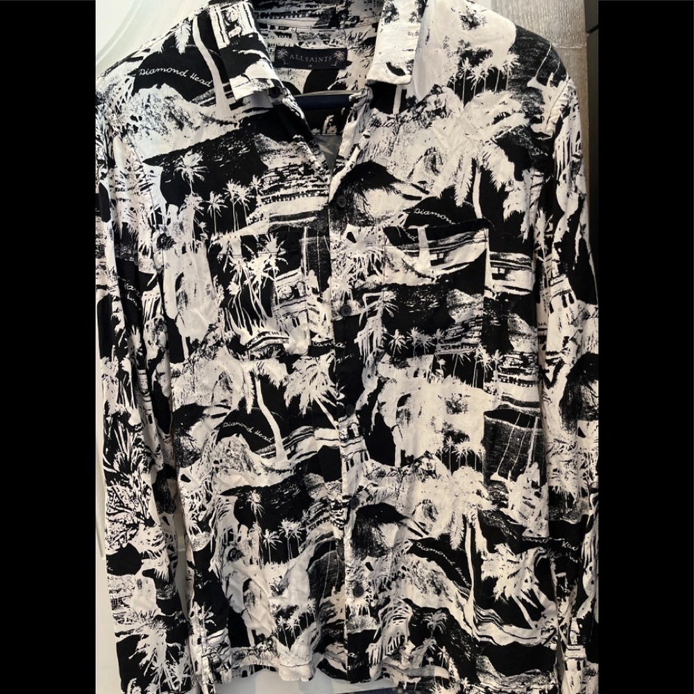 Allsaints Vintage Long Sleeve Button Down Shirt Size Medium